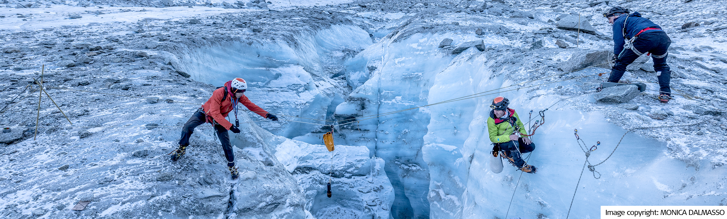 BLK2GO hangs on a rope over French Glacier 